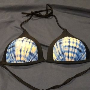 Blue and black swim top